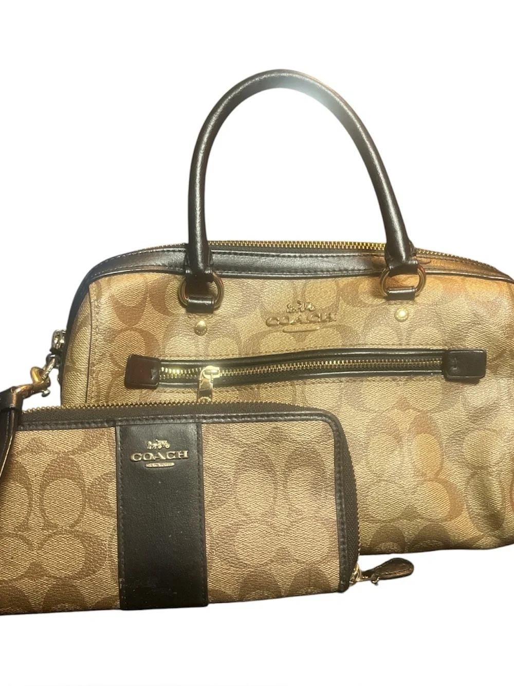 Coach Rowan Satchel and Matching Wallet in Signature Canvas and Black